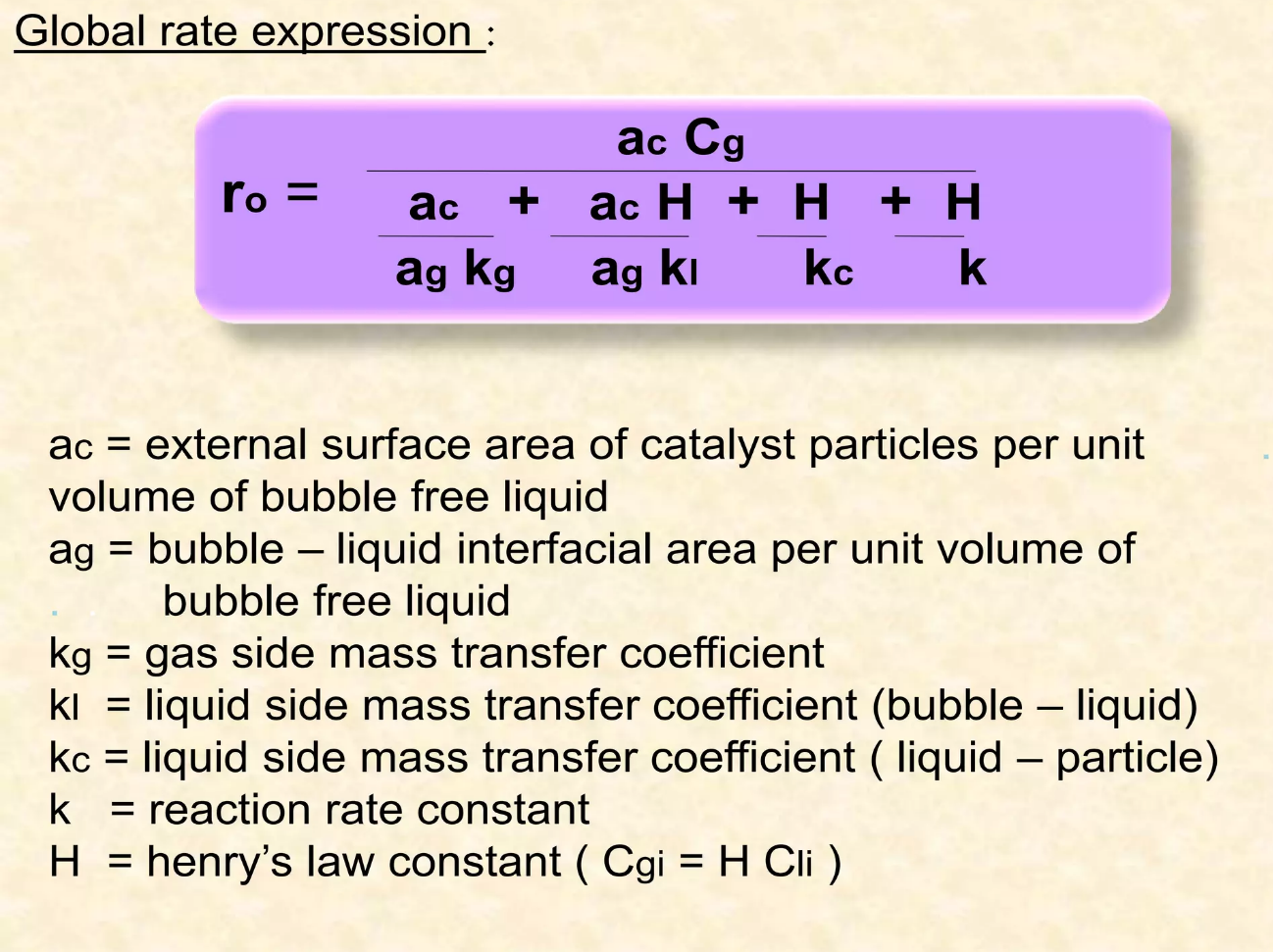 Global rate equation